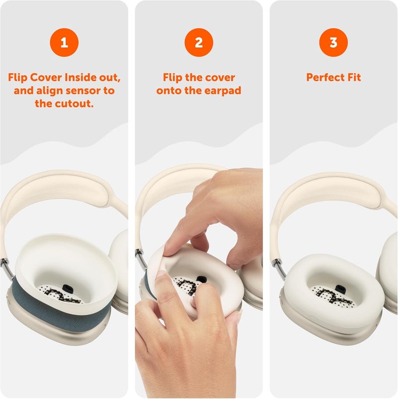 WC SweatZ Max - Patented Protective Earpad Covers for Airpods Max Made by Wicked Cushions | Sweatproof & Easily Washable | Full Earpad Sweat Protection | Starlight - Image 5